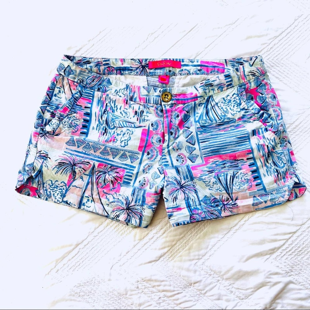 Lilly Pulitzer Adie Ruffle Shorts Whisper Blue Yeah Buoy 4
